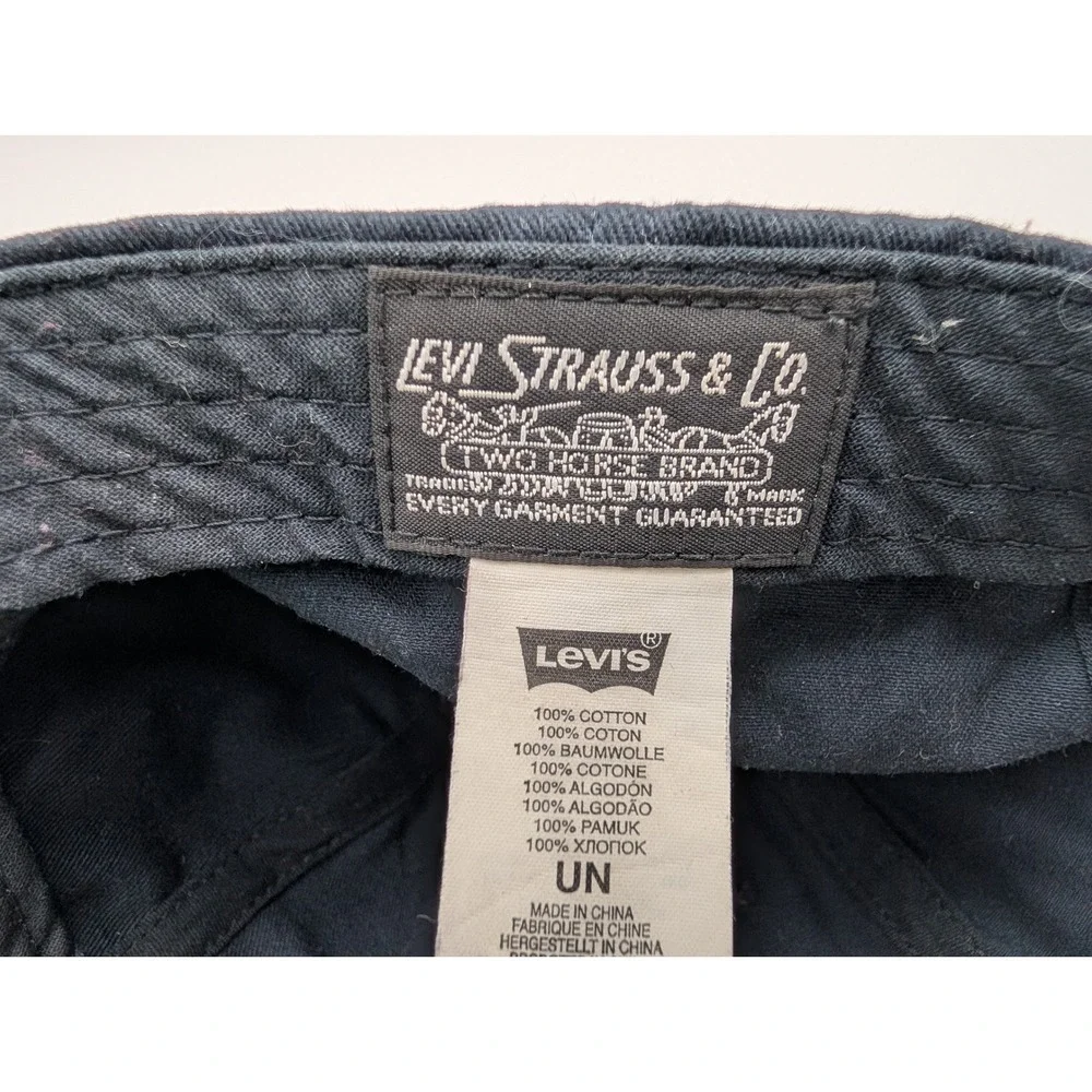 Levis Baseball Cap Navy Blue Red Logo Patch Adjustable Cotton Hat UN